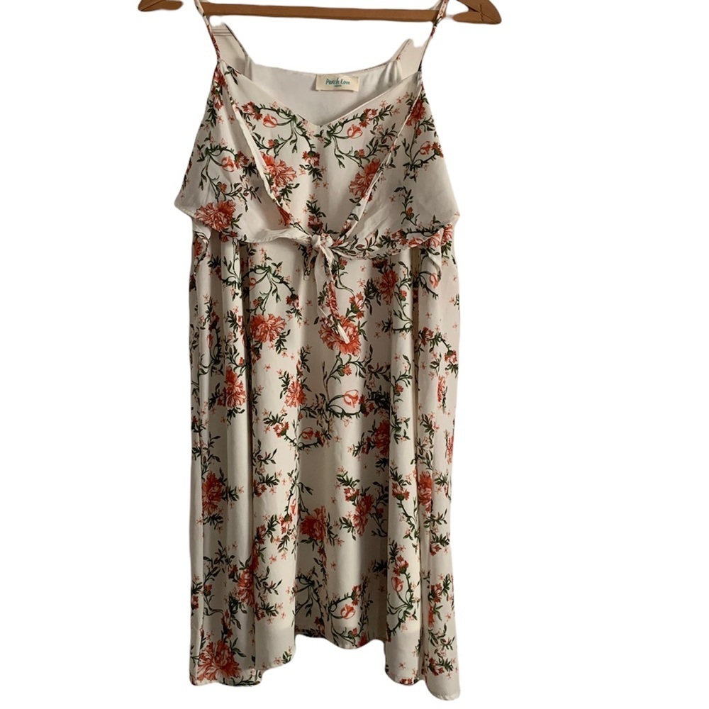 Peach Love California Floral Spaghetti Strap Dress Size Large